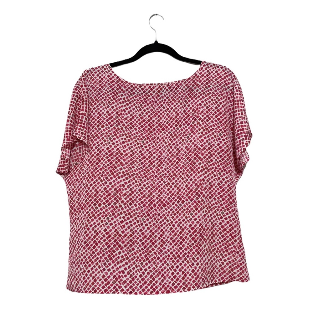 LOFT Women's Pink Geometric Stones Short Sleeve Blouse - Size Medium
